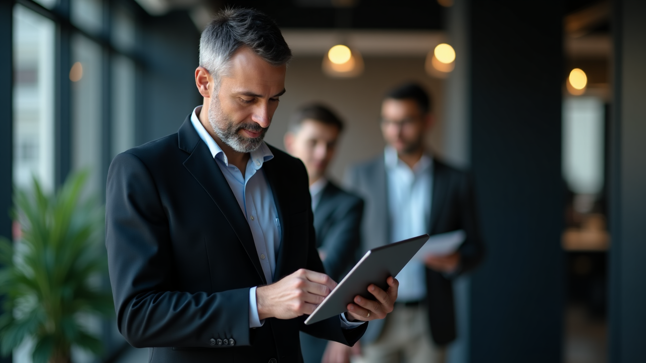 Business person uses interactive tools for customer surveys